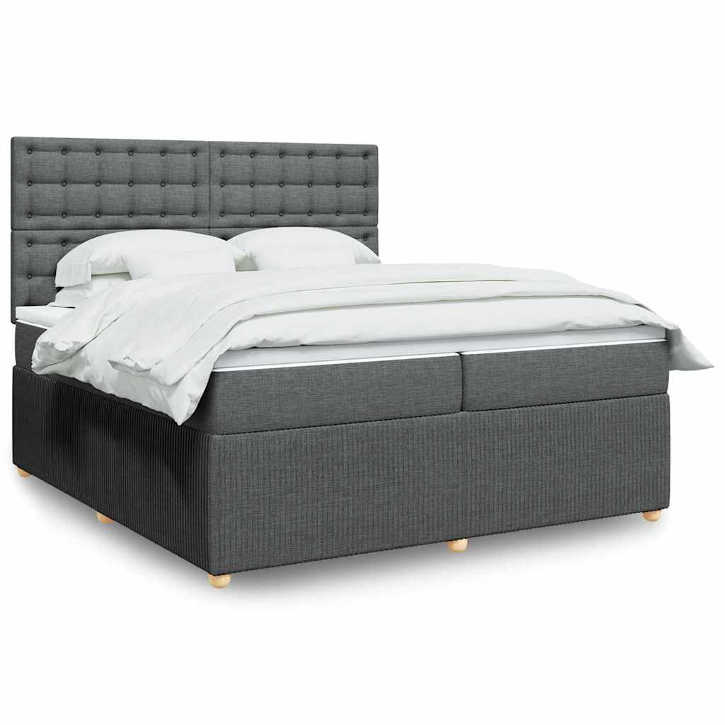 Giroletto a Molle con Materasso Grigio Scuro 200x200 cm Tessuto