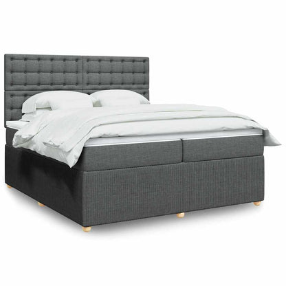 Giroletto a Molle con Materasso Grigio Scuro 200x200 cm Tessuto