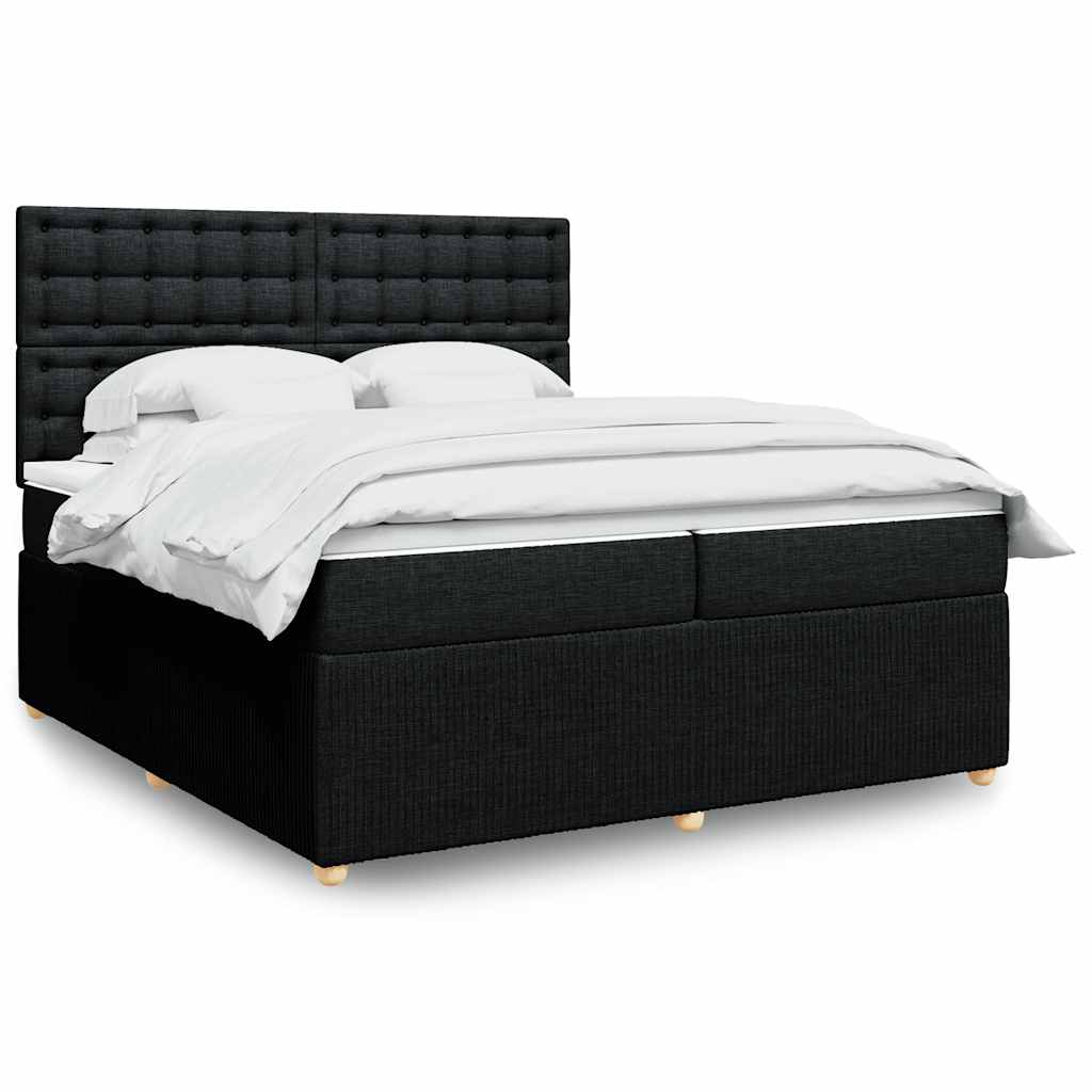 Giroletto a Molle con Materasso Nero 200x200 cm in Tessuto