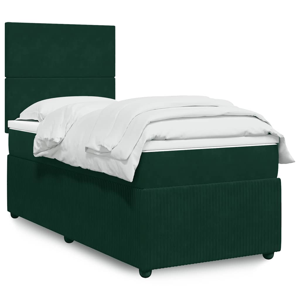 Giroletto a Molle con Materasso Verde Scuro 80x200 cm Velluto