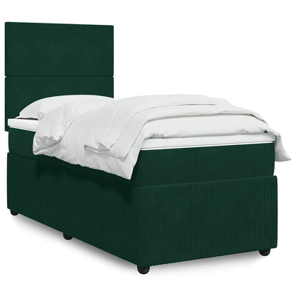 Giroletto a Molle con Materasso Verde Scuro 90x190 cm Velluto
