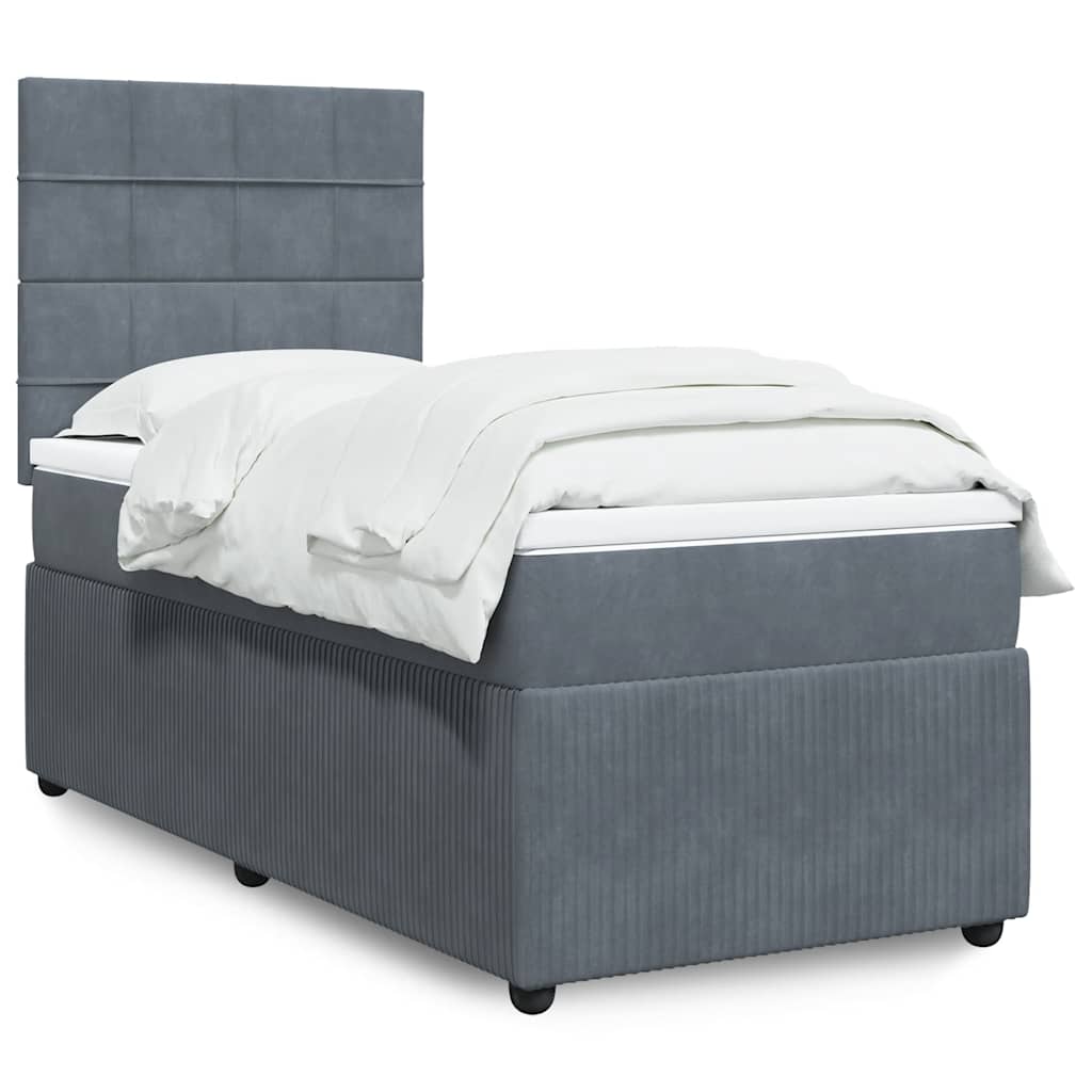 Giroletto a Molle con Materasso Grigio Scuro 90x190 cm Velluto