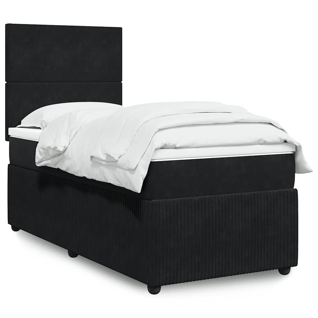 Giroletto a Molle con Materasso Nero 90x200 cm in Velluto