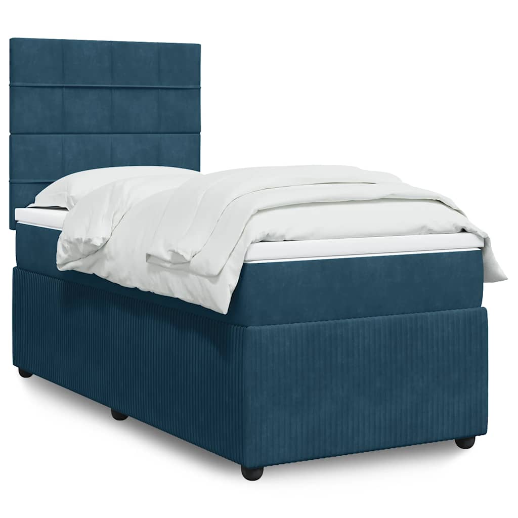 Giroletto a Molle con Materasso Blu Scuro 90x200 cm in Velluto