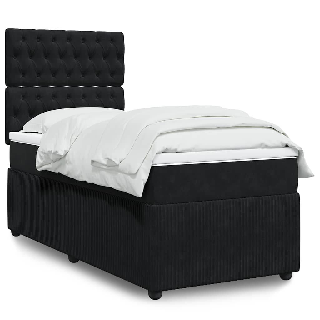 Giroletto a Molle con Materasso Nero 90x200 cm in Velluto