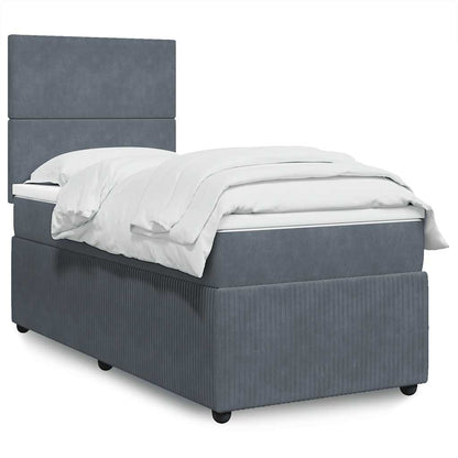 Giroletto a Molle con Materasso Grigio Scuro 100x200 cm Velluto