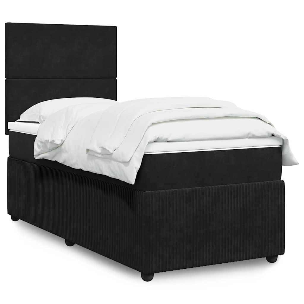 Giroletto a Molle con Materasso Nero 100x200 cm in Velluto