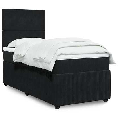 Giroletto a Molle con Materasso Nero 100x200 cm in Velluto