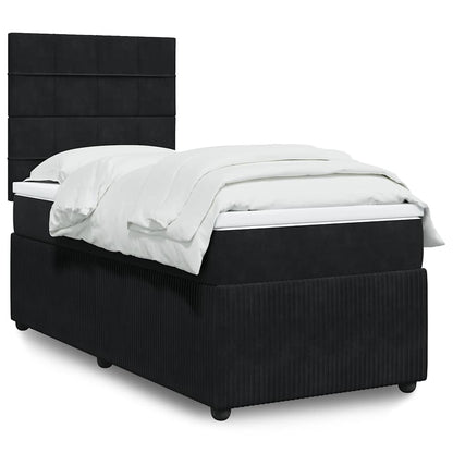 Giroletto a Molle con Materasso Nero 100x200 cm in Velluto