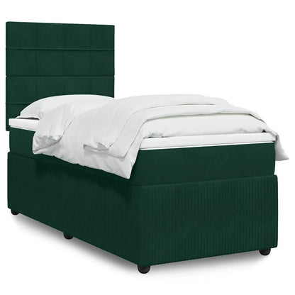 Giroletto a Molle con Materasso Verde Scuro 100x200 cm Velluto
