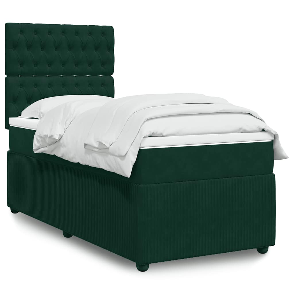 Giroletto a Molle con Materasso Verde Scuro 100x200 cm Velluto