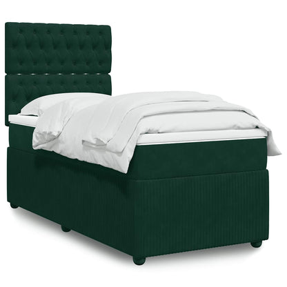 Giroletto a Molle con Materasso Verde Scuro 100x200 cm Velluto