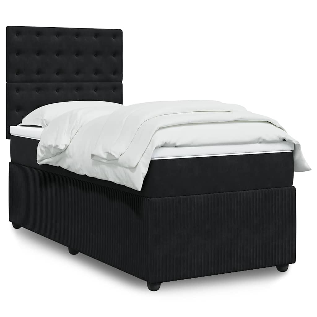 Giroletto a Molle con Materasso Nero 100x200 cm in Velluto