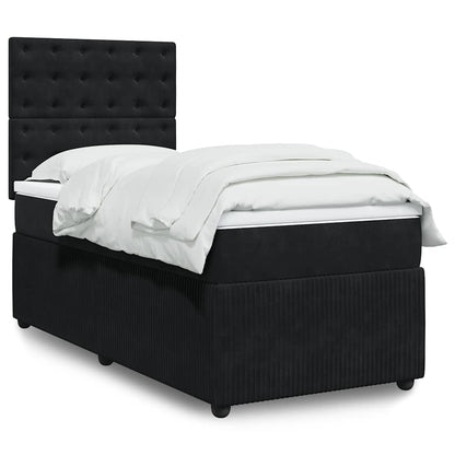 Giroletto a Molle con Materasso Nero 100x200 cm in Velluto