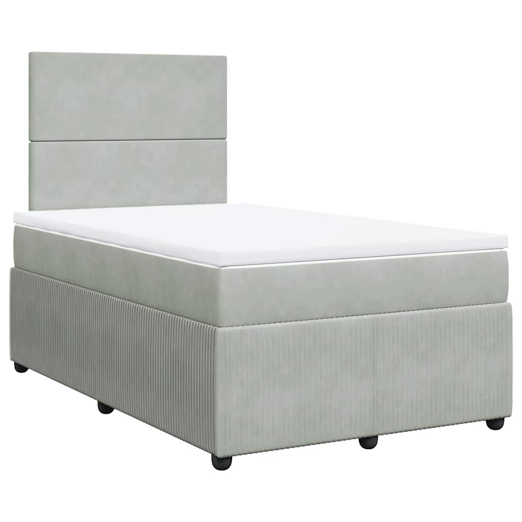 Giroletto a Molle con Materasso Grigio Chiaro 120x190cm Velluto