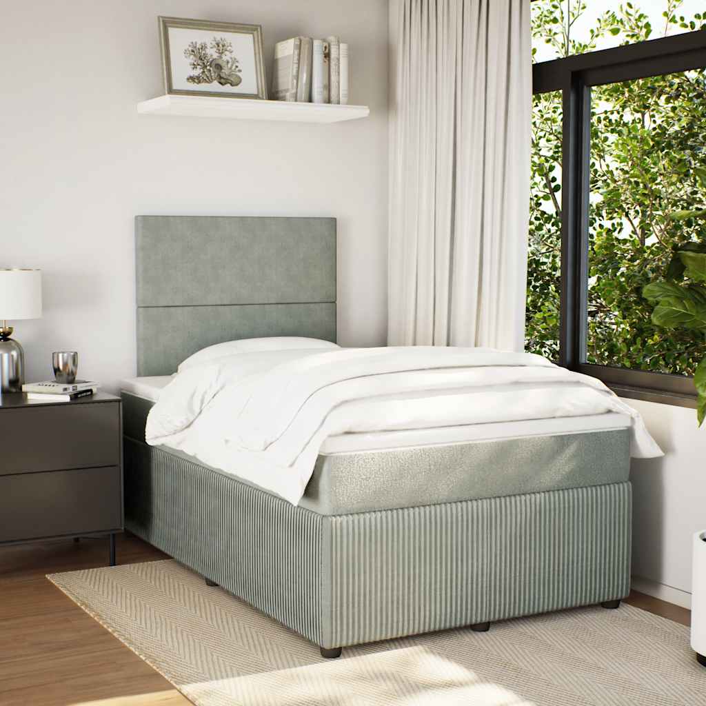 Giroletto a Molle con Materasso Grigio Chiaro 120x190cm Velluto
