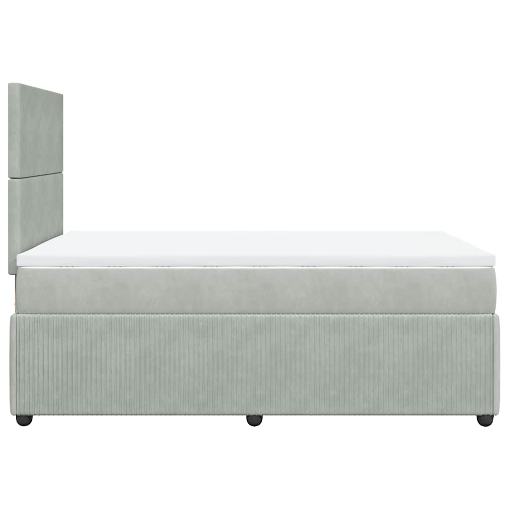 Giroletto a Molle con Materasso Grigio Chiaro 120x190cm Velluto