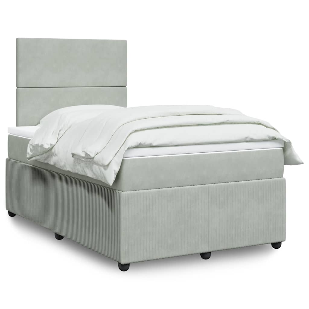 Giroletto a Molle con Materasso Grigio Chiaro 120x190cm Velluto
