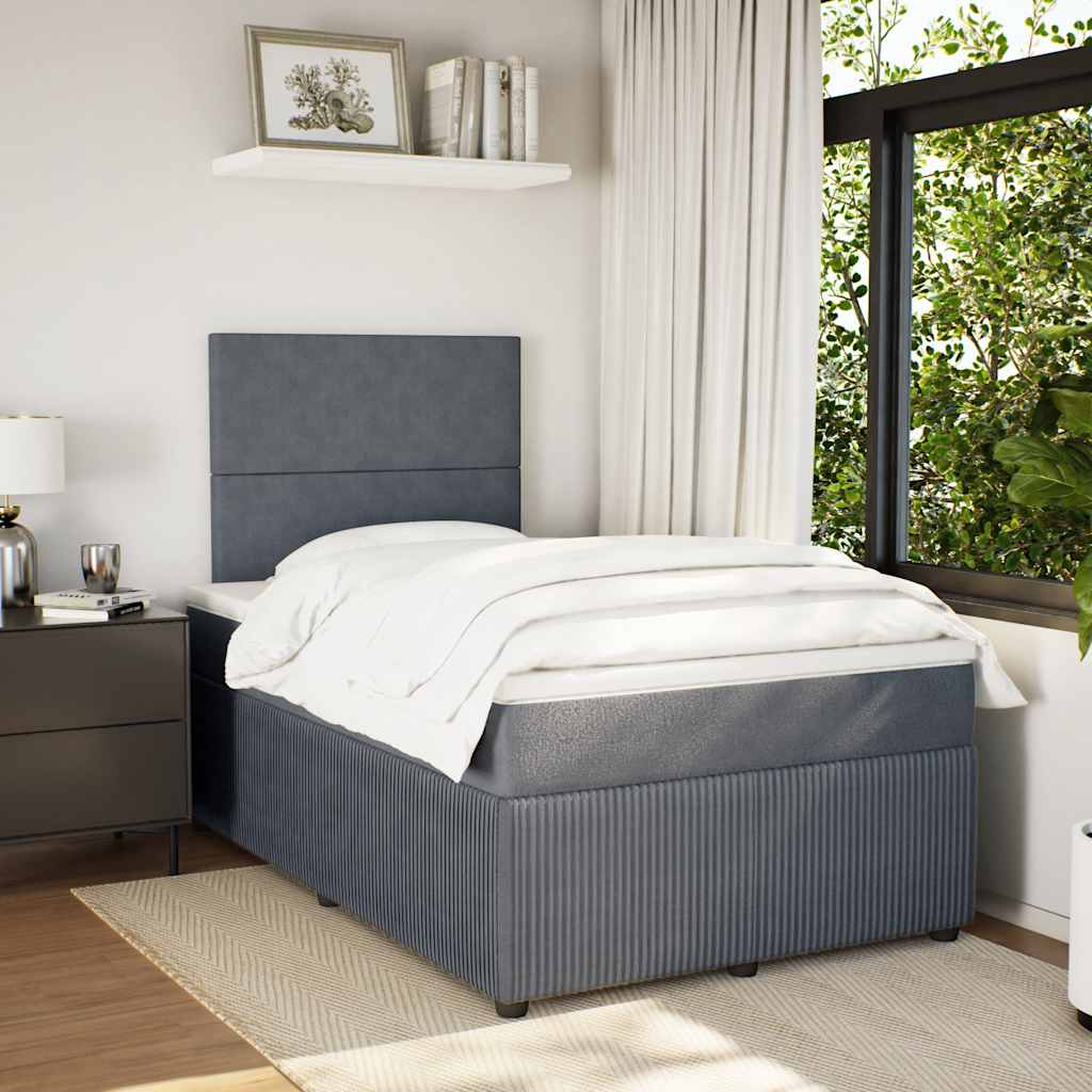 Giroletto a Molle con Materasso Grigio Scuro 120x190 cm Velluto