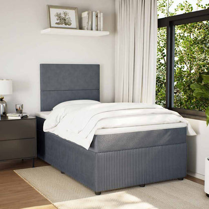 Giroletto a Molle con Materasso Grigio Scuro 120x190 cm Velluto