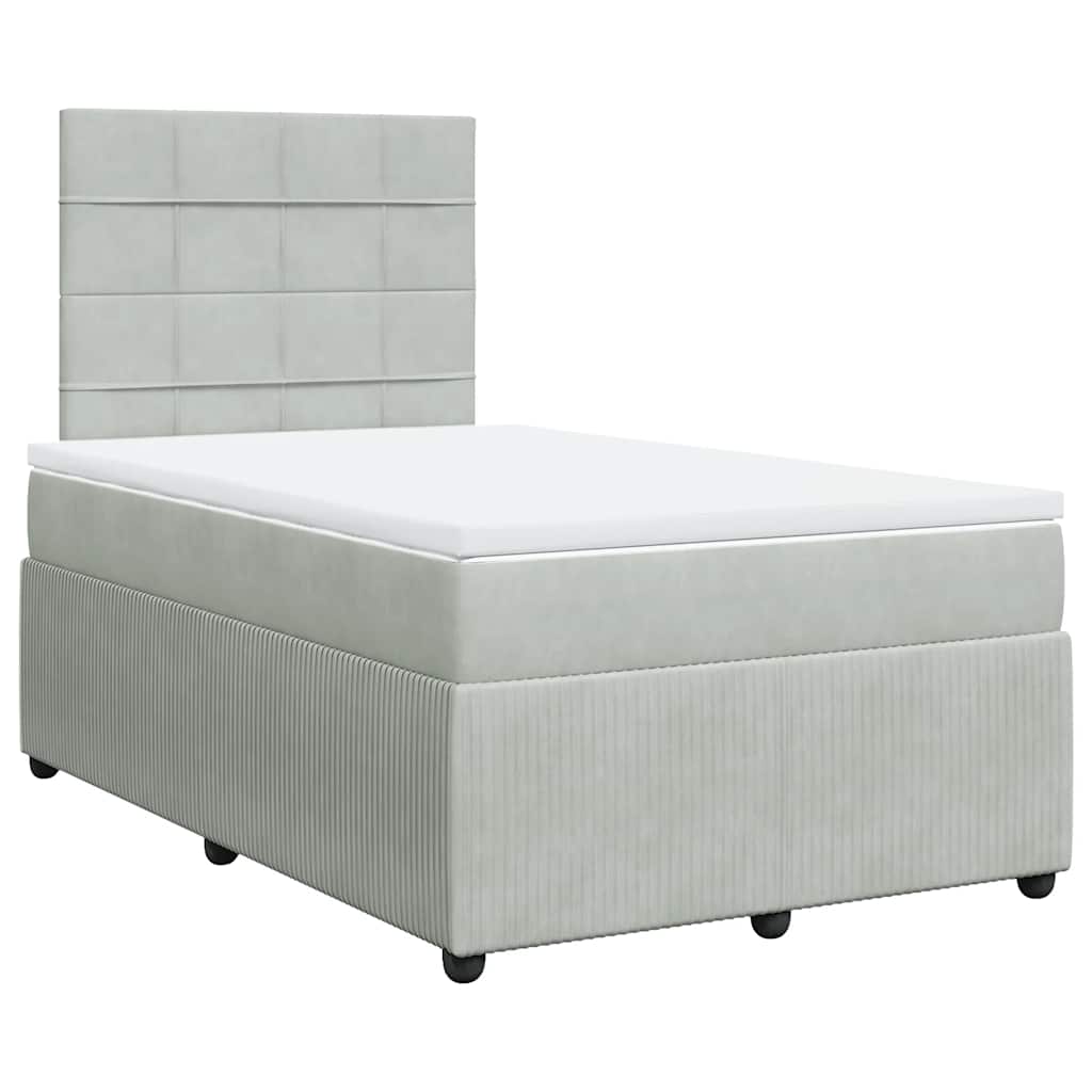 Giroletto a Molle con Materasso Grigio Chiaro 120x190cm Velluto