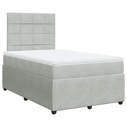 Giroletto a Molle con Materasso Grigio Chiaro 120x190cm Velluto