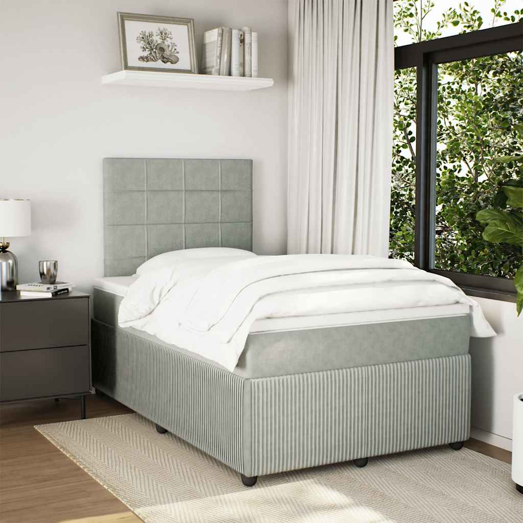 Giroletto a Molle con Materasso Grigio Chiaro 120x190cm Velluto