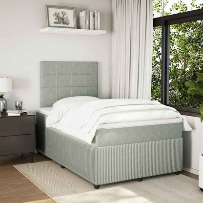 Giroletto a Molle con Materasso Grigio Chiaro 120x190cm Velluto