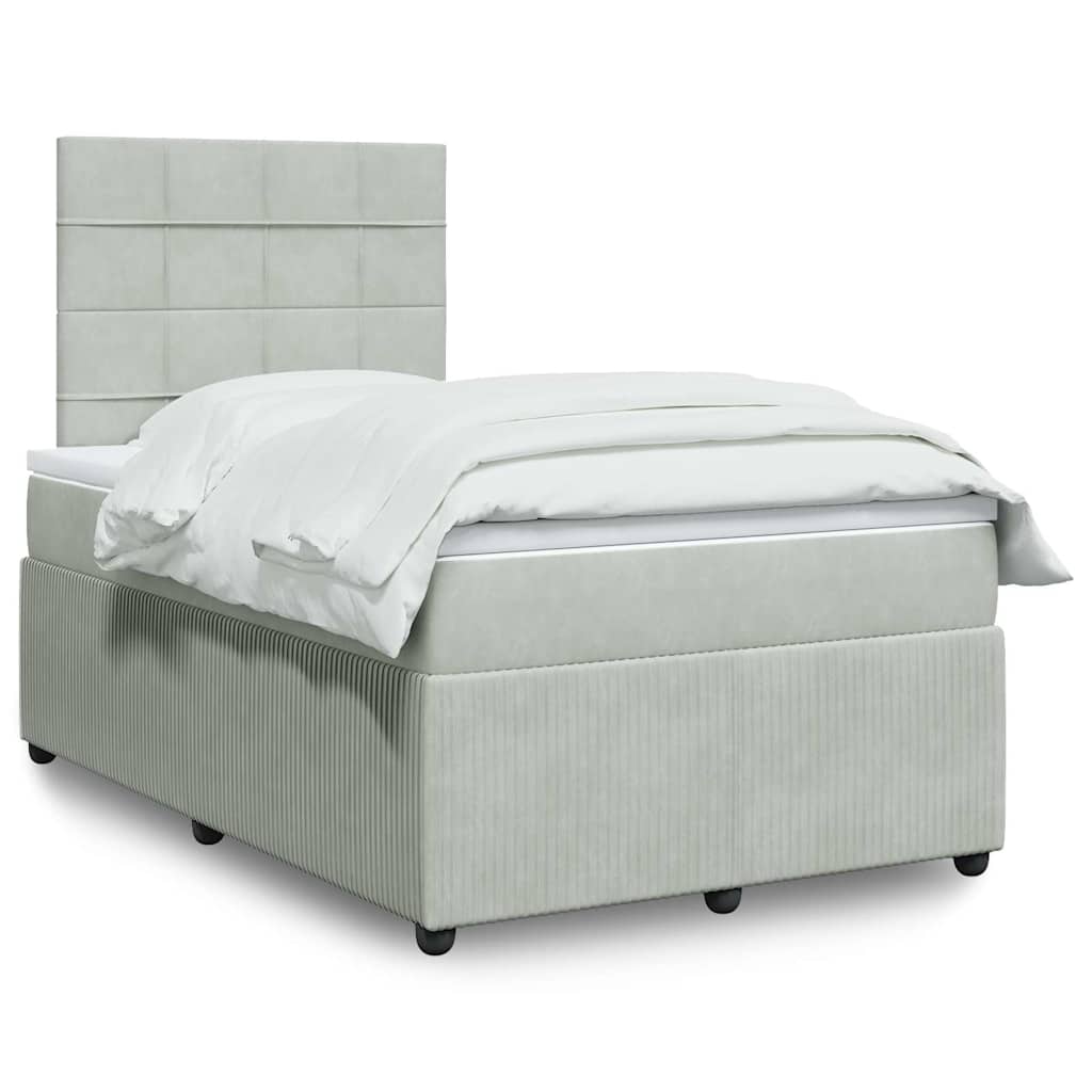Giroletto a Molle con Materasso Grigio Chiaro 120x190cm Velluto