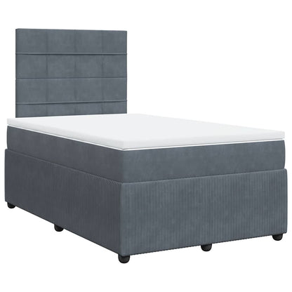 Giroletto a Molle con Materasso Grigio Scuro 120x190 cm Velluto