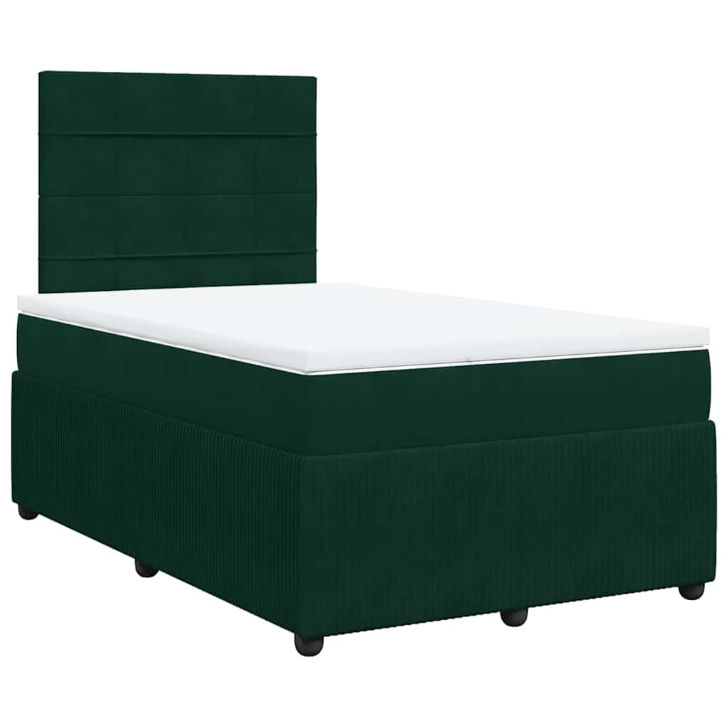 Giroletto a Molle con Materasso Verde Scuro 120x190 cm Velluto