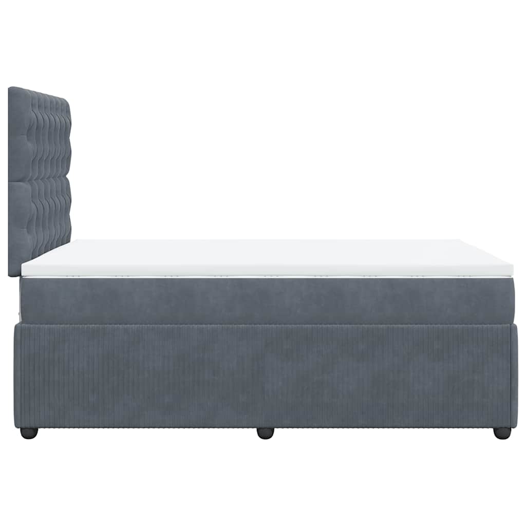 Giroletto a Molle con Materasso Grigio Scuro 120x190 cm Velluto