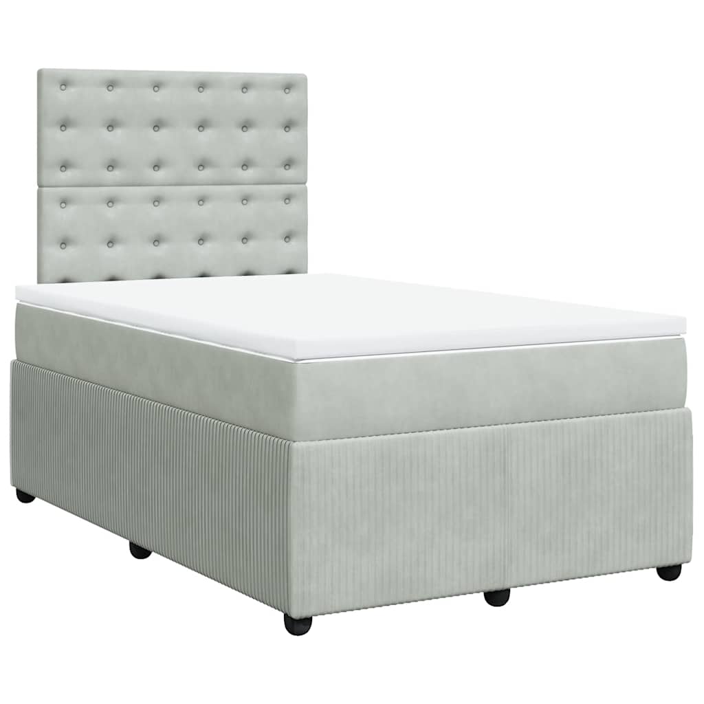 Giroletto a Molle con Materasso Grigio Chiaro 120x190cm Velluto