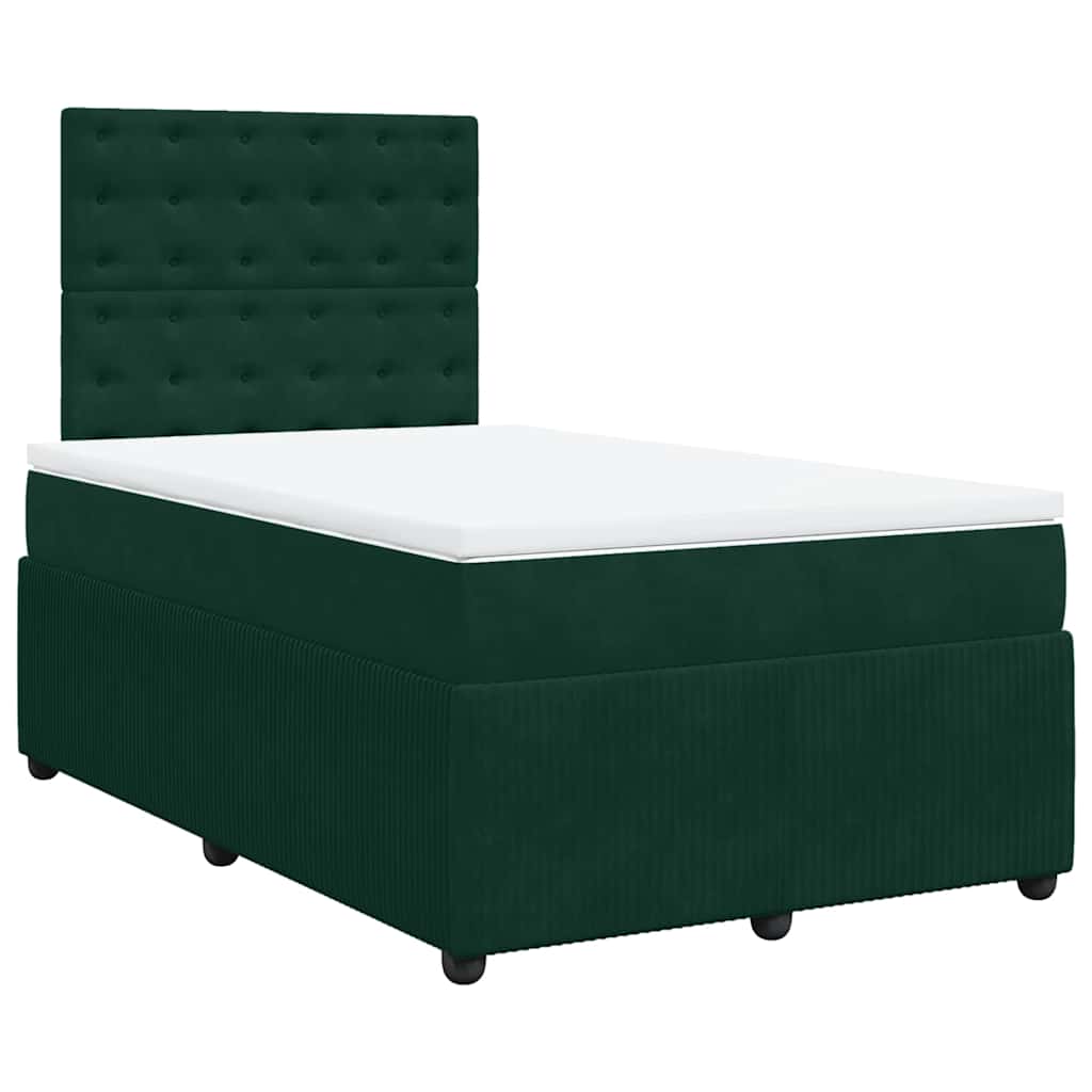 Giroletto a Molle con Materasso Verde Scuro 120x190 cm Velluto