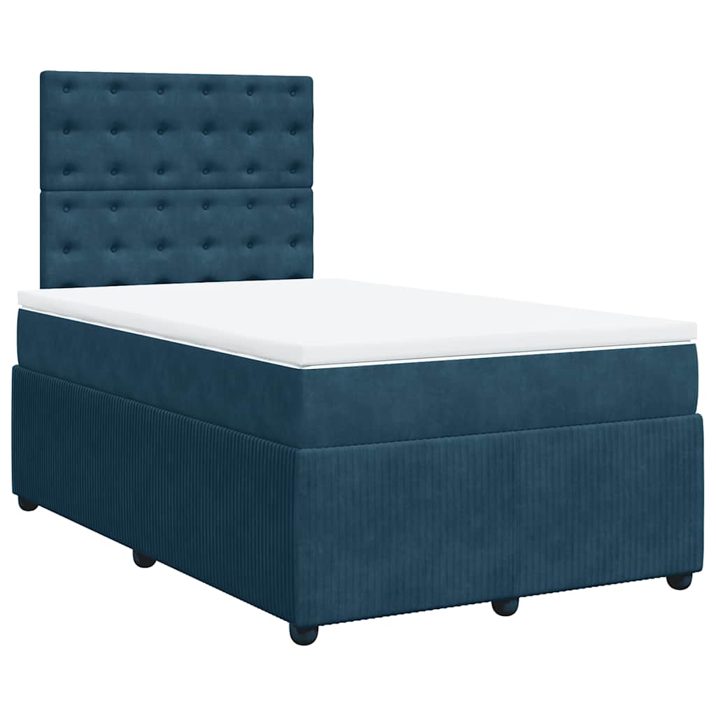 Giroletto a Molle con Materasso Blu Scuro 120x190 cm in Velluto