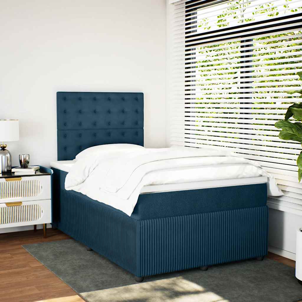 Giroletto a Molle con Materasso Blu Scuro 120x190 cm in Velluto