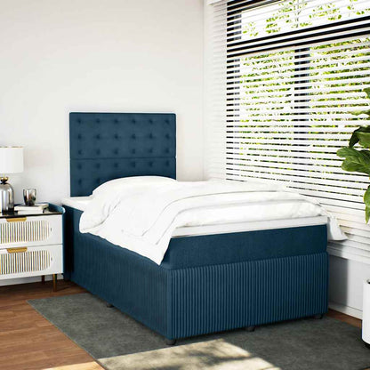Giroletto a Molle con Materasso Blu Scuro 120x190 cm in Velluto