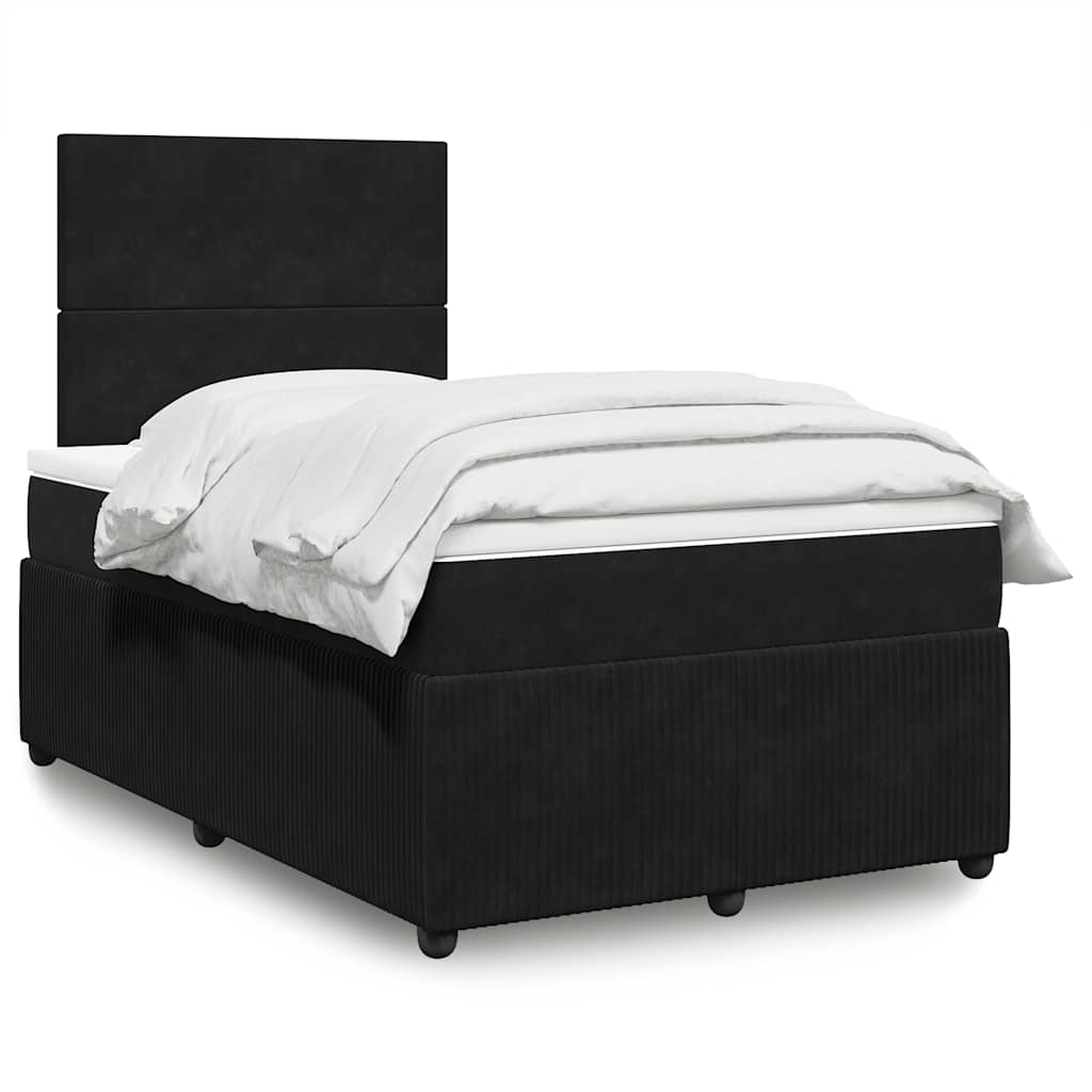 Giroletto a Molle con Materasso Nero 120x200 cm in Velluto