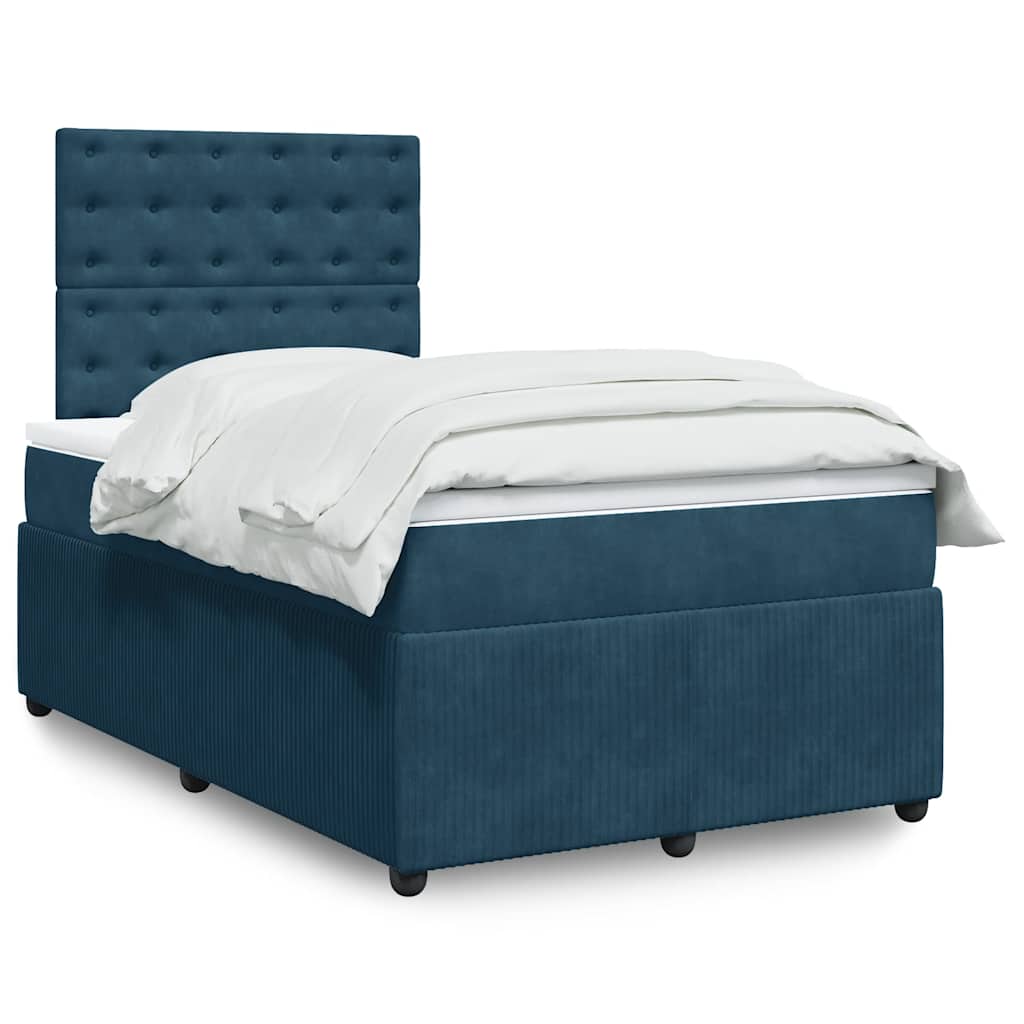 Giroletto a Molle con Materasso Blu Scuro 120x200 cm in Velluto