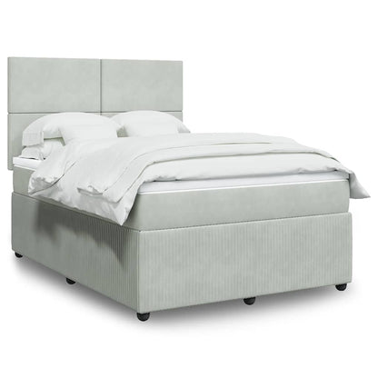 Giroletto a Molle con Materasso Grigio Chiaro 140x190cm Velluto