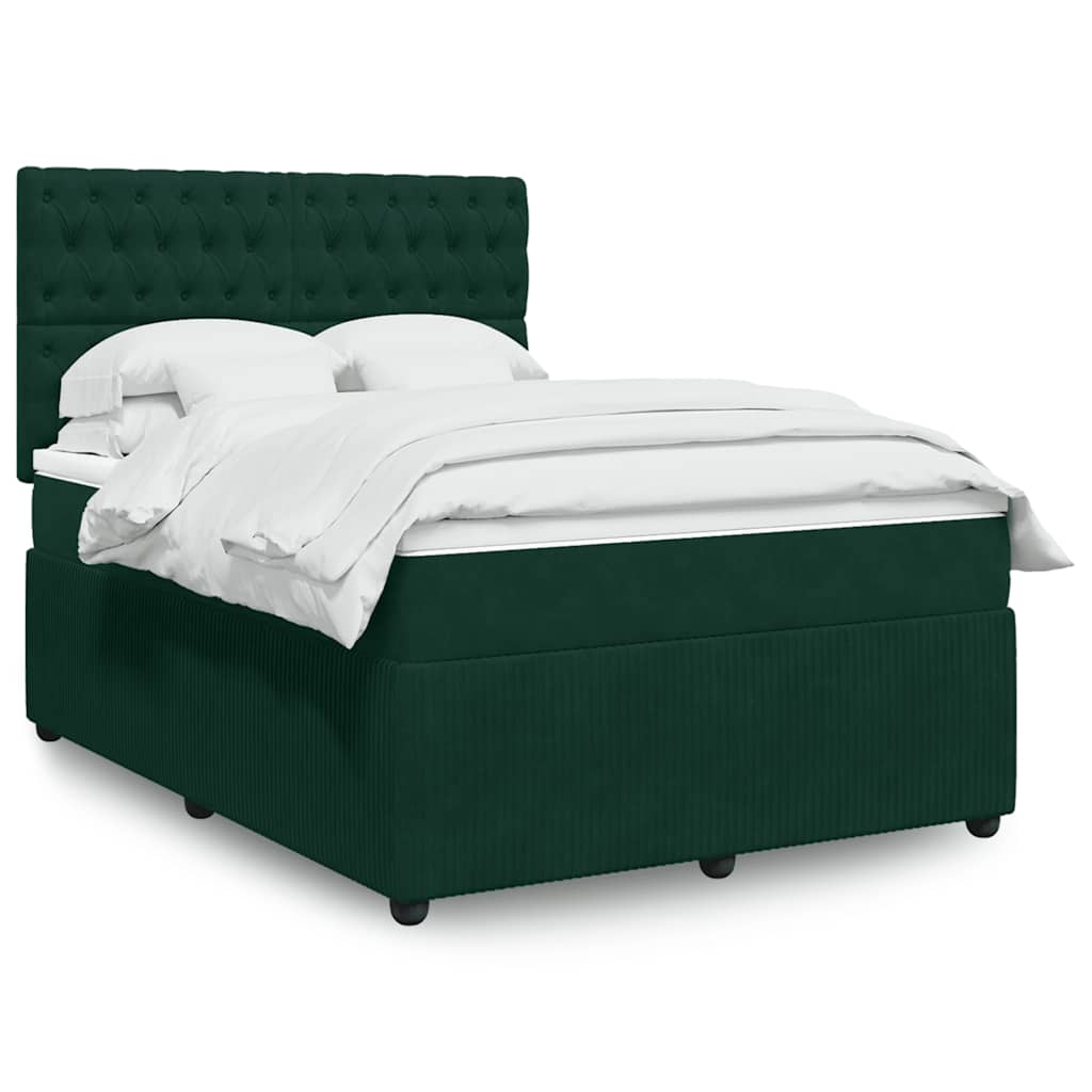 Giroletto a Molle con Materasso Verde Scuro 140x190 cm Velluto