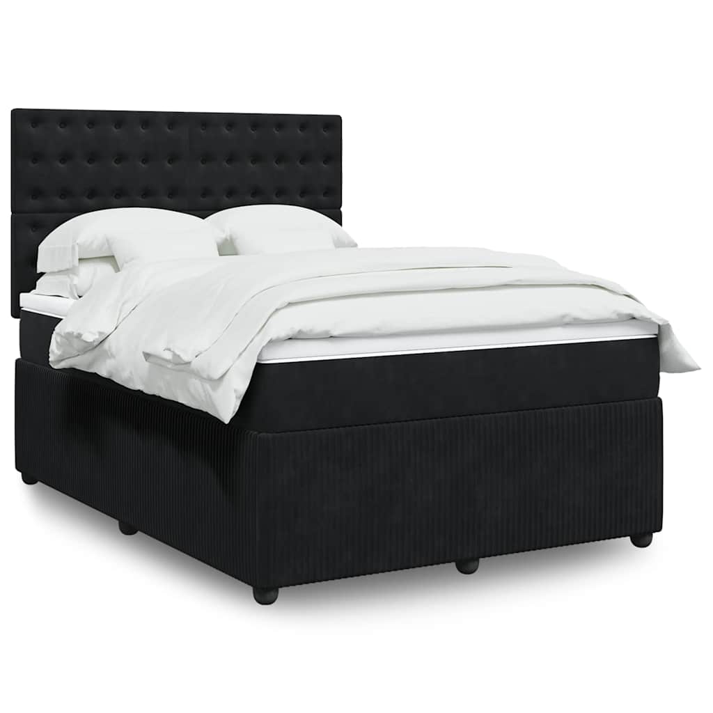Giroletto a Molle con Materasso Nero 140x190 cm in Velluto