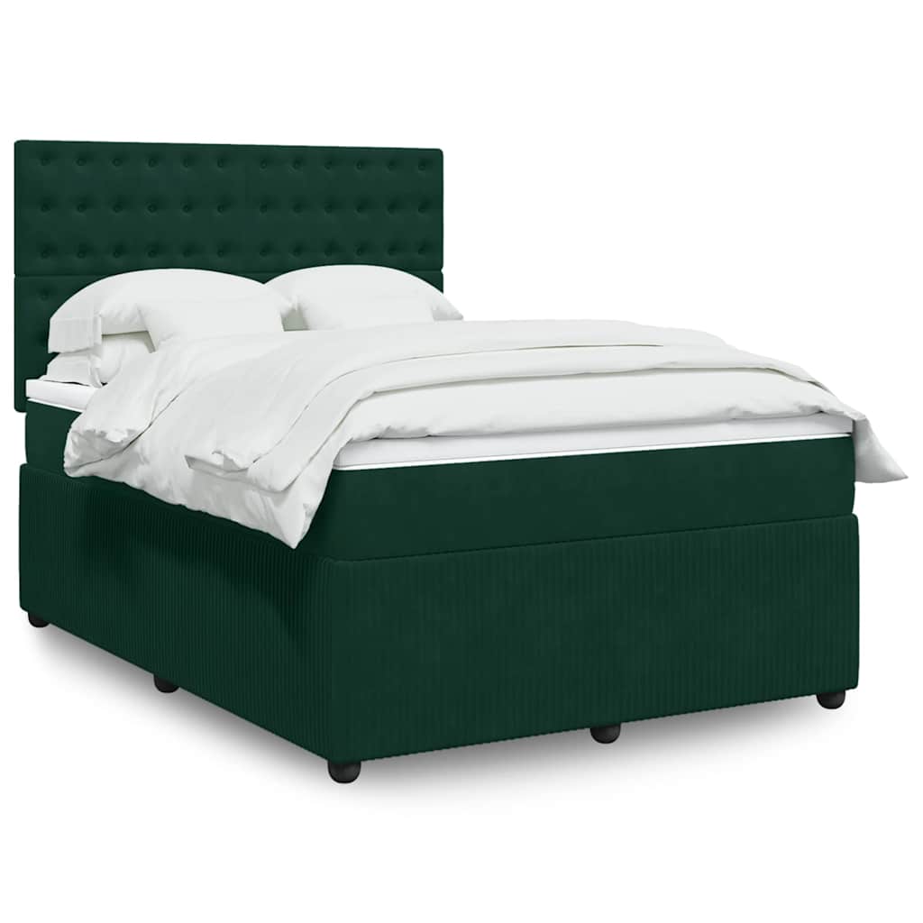 Giroletto a Molle con Materasso Verde Scuro 140x190 cm Velluto