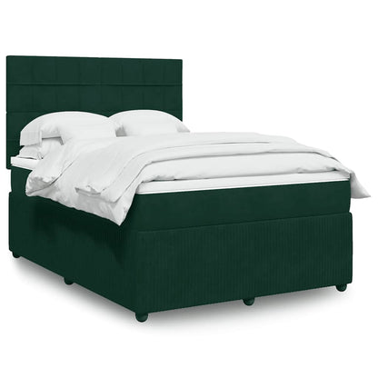 Giroletto a Molle con Materasso Verde Scuro 140x200 cm Velluto