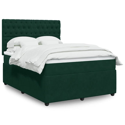 Giroletto a Molle con Materasso Verde Scuro 140x200 cm Velluto