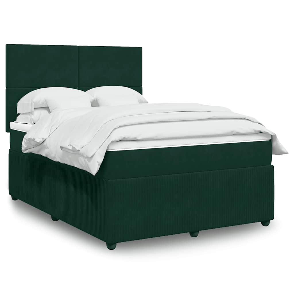 Giroletto a Molle con Materasso Verde Scuro 160x200 cm Velluto