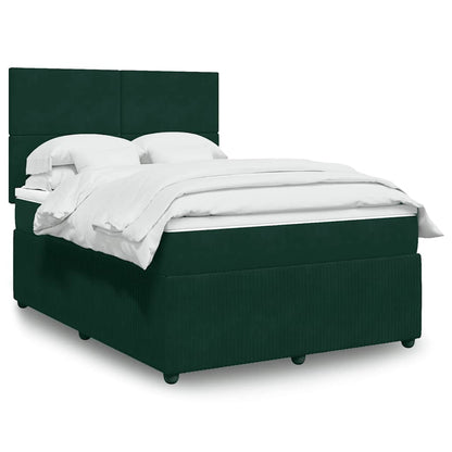 Giroletto a Molle con Materasso Verde Scuro 160x200 cm Velluto
