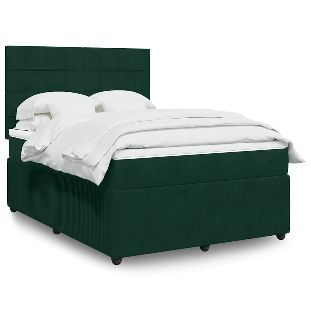 Giroletto a Molle con Materasso Verde Scuro 160x200 cm Velluto