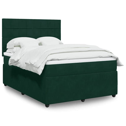 Giroletto a Molle con Materasso Verde Scuro 160x200 cm Velluto