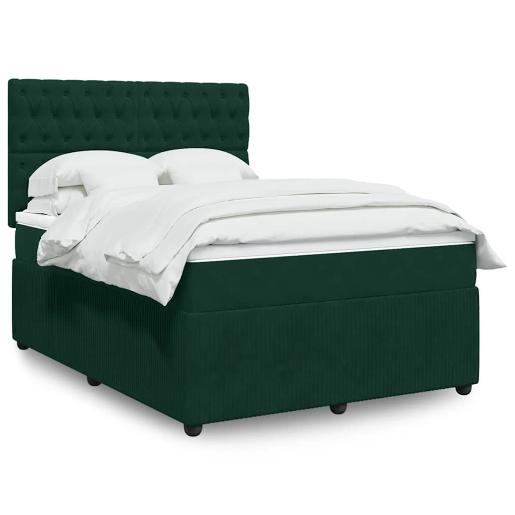 Giroletto a Molle con Materasso Verde Scuro 160x200 cm Velluto